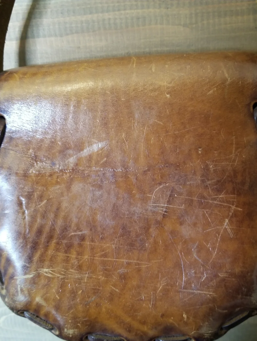 Vtg 70s Tooled Leather Mushroom Boho Saddle Bag Hippy Distressed Purse. - Picture 7 of 16